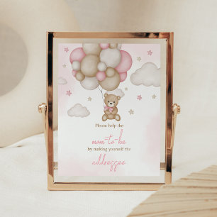 Meisje Beer Ballon Baby shower Envelope Station Poster