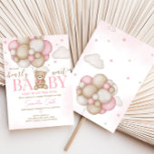 Meisje Beer ballon Baby shower Kaart