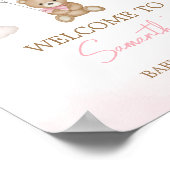 Meisje Beer Balloon Baby shower Welkom Poster (Hoek)