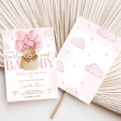 Meisje Beer Hete Luchtballon Baby shower Kaart