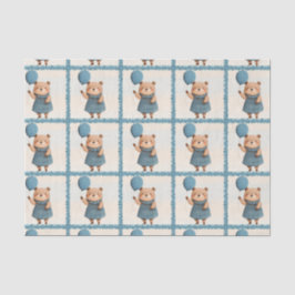 Meisje Beer met Blue Plaid Jurk en Ballon Tissuepapier