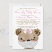 Meisje Beer met Mask Drive Door Baby shower Kaart (Voorkant)