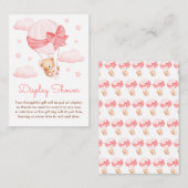 Meisje Beer Roze Ballon Baby Display Douche Informatiekaartje (Voorkant / Achterkant)