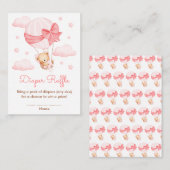 Meisje Beer Roze Ballon Baby shower Luier Raffle Informatiekaartje (Voorkant / Achterkant)