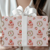 Meisje Berry 1e verjaardag aardbeien cupcake Cadeaupapier