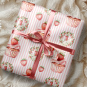 Meisje Berry 1e verjaardag aardbeien cupcake Cadeaupapier