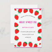 Meisje Berry Sweet One Flat Dank je Kaart (Voorkant / Achterkant)