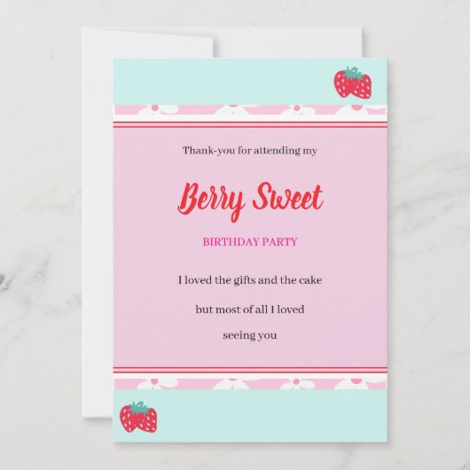 Meisje Berry Sweet Party Flat Dank je Kaart (Voorkant)