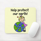Meisje beschermt onze aardT-shirts en cadeautjes Muismat (Met muis)