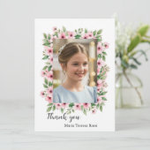 Meisje Bevestiging Aangepaste Foto Bloemen Dank u Bedankkaart (Staand voorkant)
