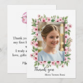 Meisje Bevestiging Aangepaste Foto Bloemen Dank u Bedankkaart (Voorkant / Achterkant)