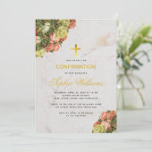 Meisje Bevestiging Bloemen Marmeren Anjers Script Kaart (Staand voorkant)