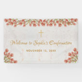 Meisje Bevestiging Bloemen Welkom Roze Magnolia Spandoek (Horizontaal)