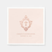 Meisje bevestiging Blush Pink Rose Gold Cross Cres Servet (Voorkant)