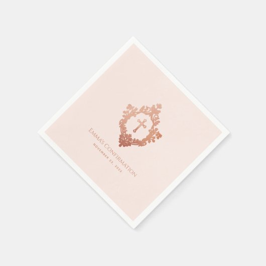 Meisje bevestiging Blush Pink Rose Gold Cross Cres Servet (Hoek)
