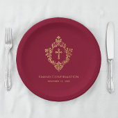 Meisje bevestiging Bourgondië Faux Gold Crest Eleg Papieren Bordje