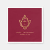 Meisje Bevestiging Bourgondië Gouden Kruis  Crest Servet (Voorkant)