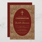 Meisje Bevestiging Bourgondische gouden Rozen Eleg Kaart (Voorkant / Achterkant)