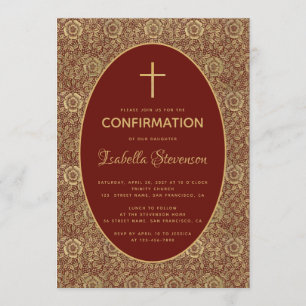 Meisje Bevestiging Bourgondische gouden Rozen Eleg Kaart