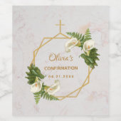 Meisje bevestiging Calla Lilies Goud Marmer Bloeme Wijn Etiket (Enkel label)