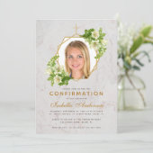 Meisje Bevestiging Foto Bloemen Marmeren Witte Lel Kaart (Staand voorkant)