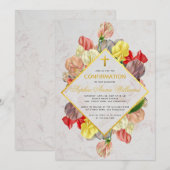 Meisje bevestiging Goud Marmer Sweet Peas Floral Kaart (Voorkant / Achterkant)