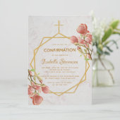 Meisje bevestiging Goud Roze Magnolia Marmeren Blo Kaart (Staand voorkant)