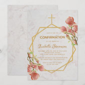 Meisje bevestiging Goud Roze Magnolia Marmeren Blo Kaart (Voorkant / Achterkant)