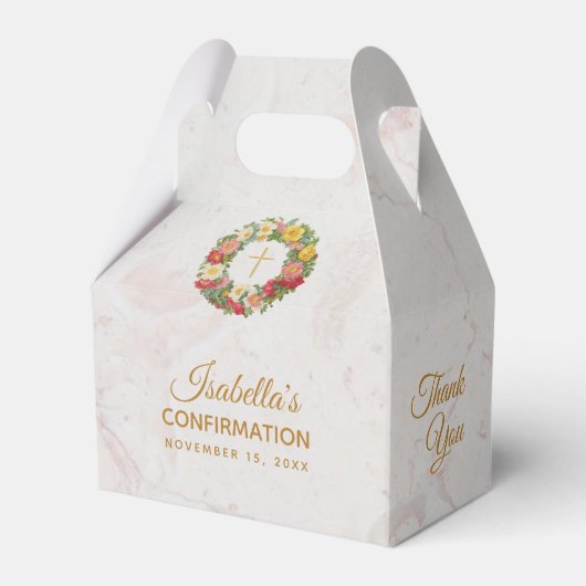 Meisje bevestiging kruis Roos krans marmer bloemen Bedankdoosjes (Achterkant)