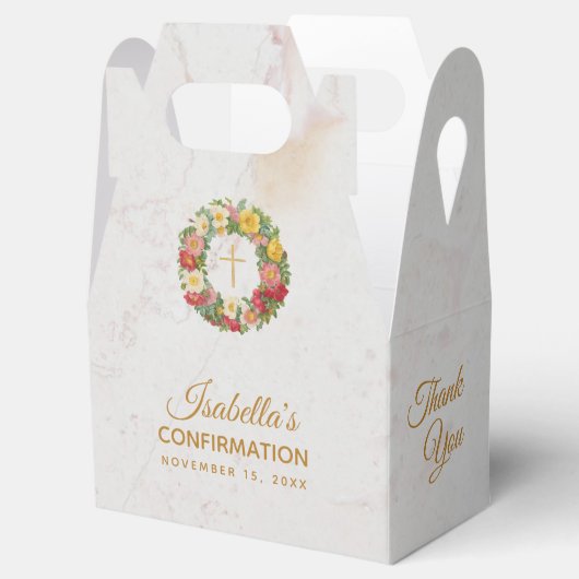 Meisje bevestiging kruis Roos krans marmer bloemen Bedankdoosjes (Geopend)
