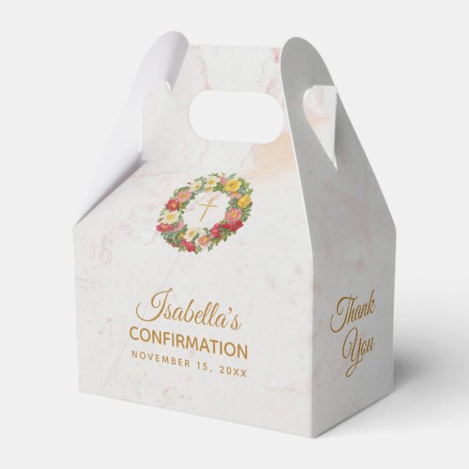 Meisje bevestiging kruis Roos krans marmer bloemen Bedankdoosjes (Voorkant Zijde)