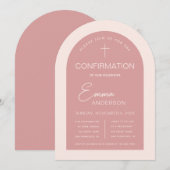 Meisje bevestiging Pink Arch Modern Dusty Roos Kaart (Voorkant / Achterkant)