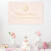 Meisje bevestiging Roze Faux Gold Crest Kalligrafi Spandoek