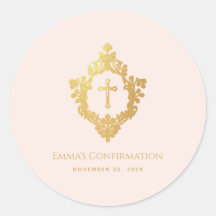 Meisje bevestiging roze faux gouden kruis in Crest