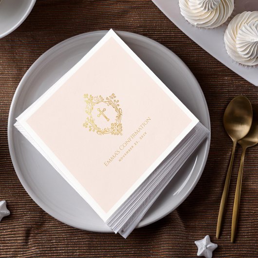 Meisje Bevestiging Roze Goud Kruis Kreeft Religieu Servet