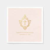 Meisje Bevestiging Roze Goud Kruis Kreeft Religieu Servet (Voorkant)