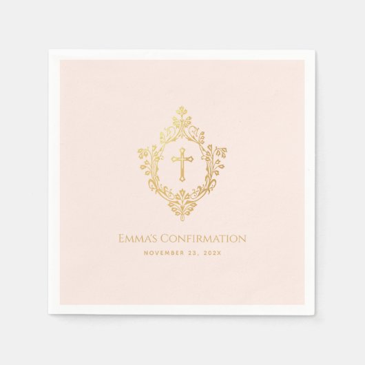 Meisje Bevestiging Roze Goud Kruis Kreeft Religieu Servet (Voorkant)