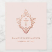 Meisje bevestiging roze kuif Elegant  kruis Wijn Etiket (Enkel label)