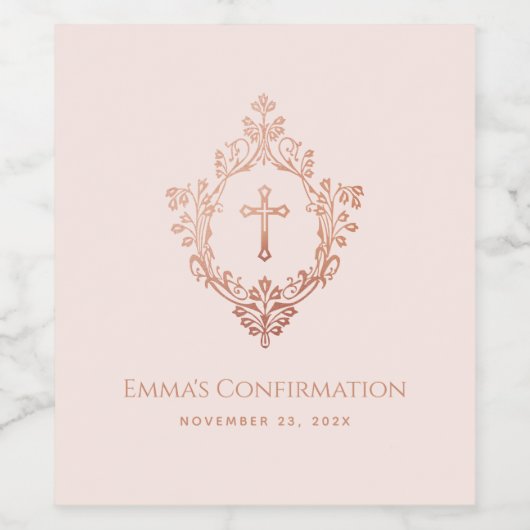 Meisje bevestiging roze kuif Elegant  kruis Wijn Etiket (Enkel label)