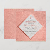 Meisje Bevestiging Roze Rose Goud Marmeren Kruis Kaart (Voorkant / Achterkant)