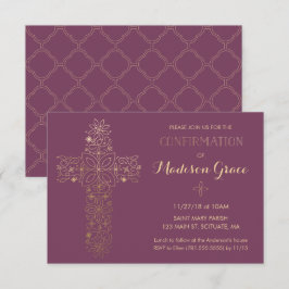 Meisje bevestiging uitnodiging met Gold Cross