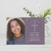 Meisje bevestiging uitnodiging w / foto - Cross (Staand voorkant)