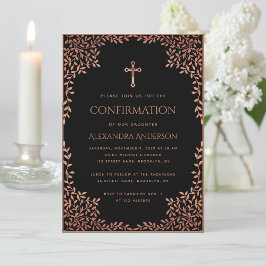 Meisje bevestiging Zwart Roze Bladeren Roos Gold Kaart