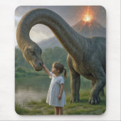 Meisje bevriend met een dinosaurus muismat (Voorkant)