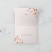 Meisje biddend goud eerste heilige communie gevouw bedankkaart (Binnen)