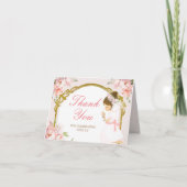 Meisje biddend goud eerste heilige communie gevouw bedankkaart (Voorkant)