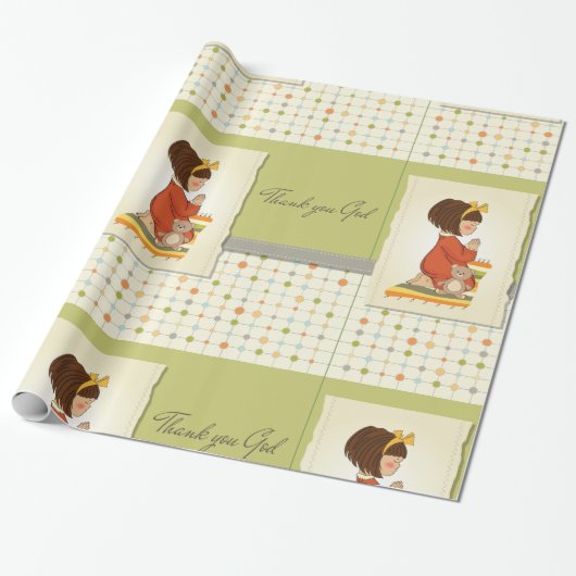 Meisje biddend inpakpapier (Uitgerold)