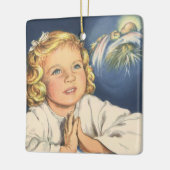 Meisje bidt aan Jezus Christus, beddengoed Keramisch Ornament (Links)