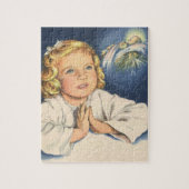 Meisje bidt aan Jezus Christus, beddengoed Legpuzzel (Verticaal)