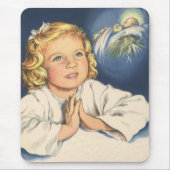 Meisje bidt aan Jezus Christus, beddengoed Muismat (Voorkant)